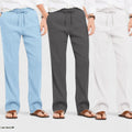 Combo of 3 Linen Loose Fit Men Pant White-Dark Gray and Blue-50426