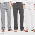 Combo of 3 Linen Loose Fit Men Pant White-Dark Gray and Gray-50451