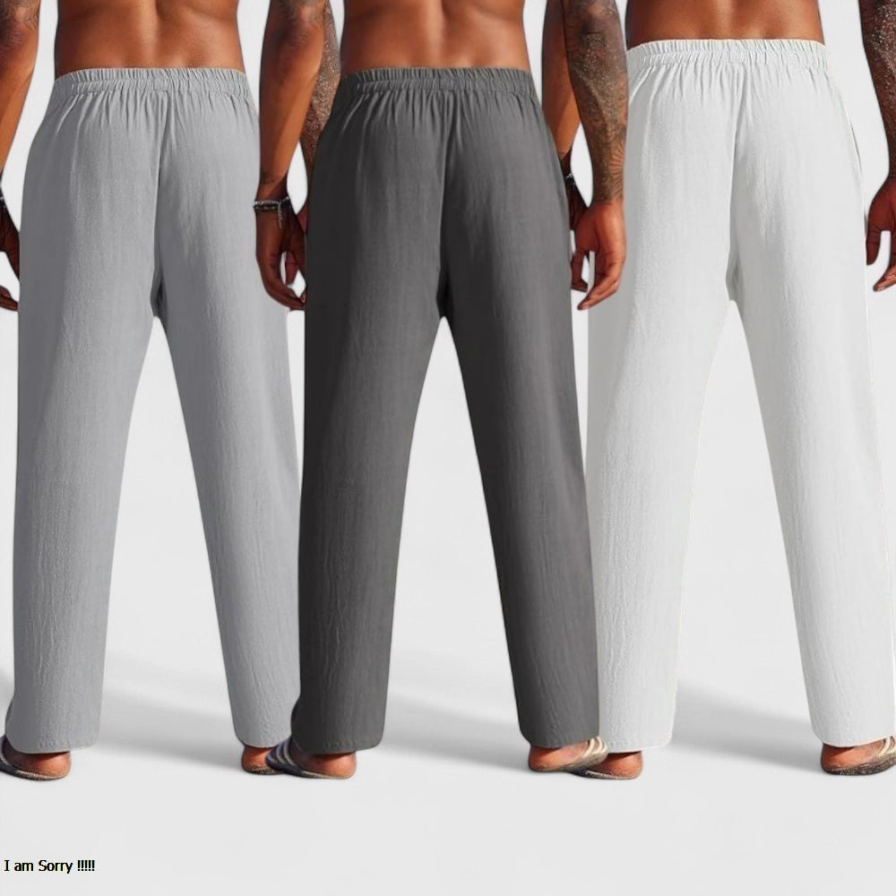 Combo of 3 Linen Loose Fit Men Pant White-Dark Gray and Gray-50451