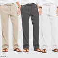 Combo of 3 Linen Loose Fit Men Pant White-Dark Gray and Light Beige-50457