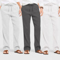 Combo of 3 Linen Loose Fit Men Pant White-Dark Gray and Light Gray-50377