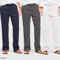 Combo of 3 Linen Loose Fit Men Pant White-Dark Gray and Navy Blue-50460