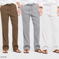Combo of 3 Linen Loose Fit Men Pant White-Gray and Brown-50431