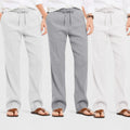 Combo of 3 Linen Loose Fit Men Pant White-Gray and Light Gray-50367