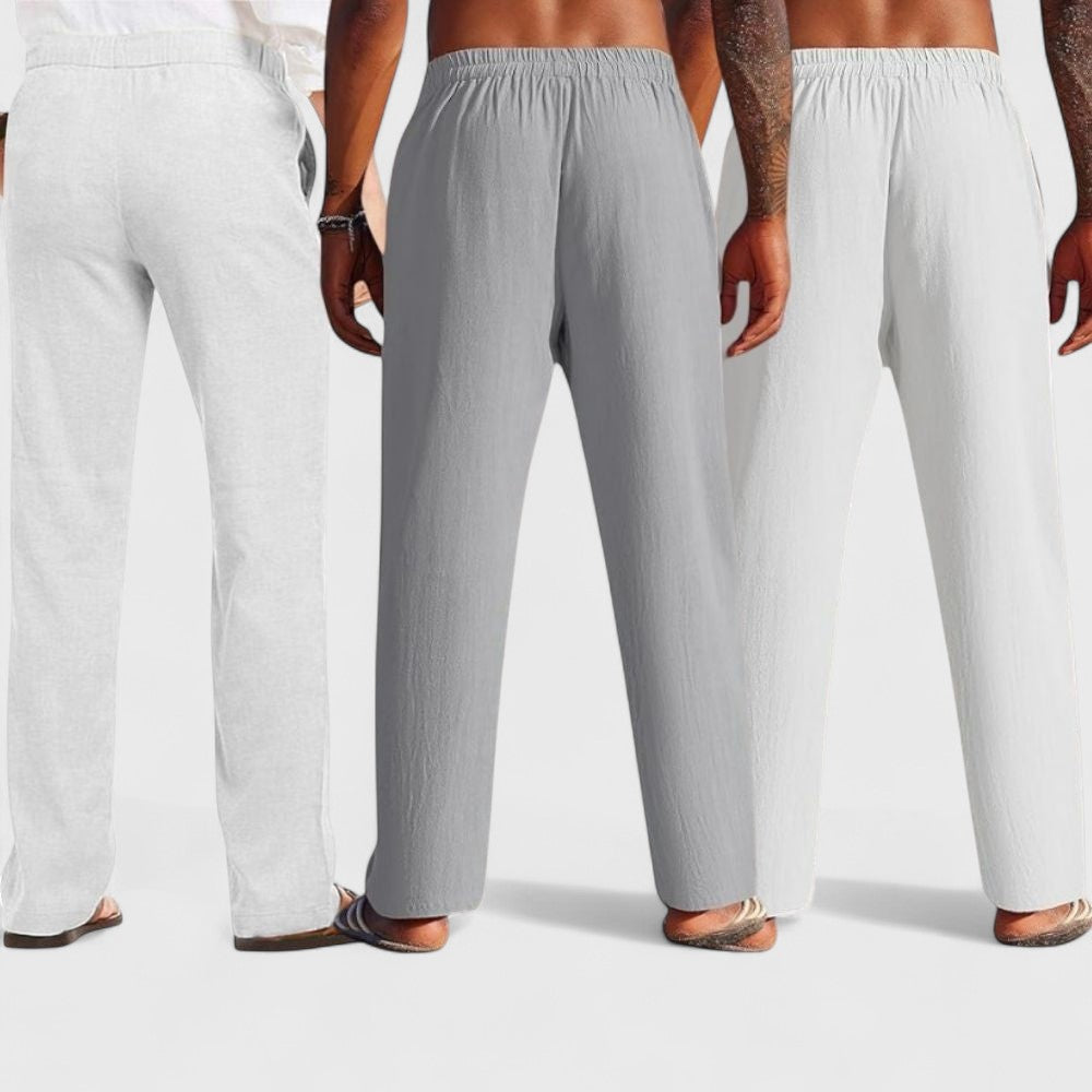 Combo of 3 Linen Loose Fit Men Pant White-Gray and Light Gray-50367