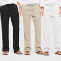 Combo of 3 Linen Loose Fit Men Pant White-Light Beige and Black-50399