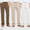 Combo of 3 Linen Loose Fit Men Pant White-Light Beige and Brown-50435