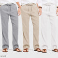 Combo of 3 Linen Loose Fit Men Pant White-Light Beige and Gray-50445