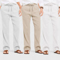 Combo of 3 Linen Loose Fit Men Pant White-Light Beige and Light Gray-50371