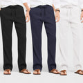 Combo of 3 Linen Loose Fit Men Pant White-Navy Blue and Black-50402