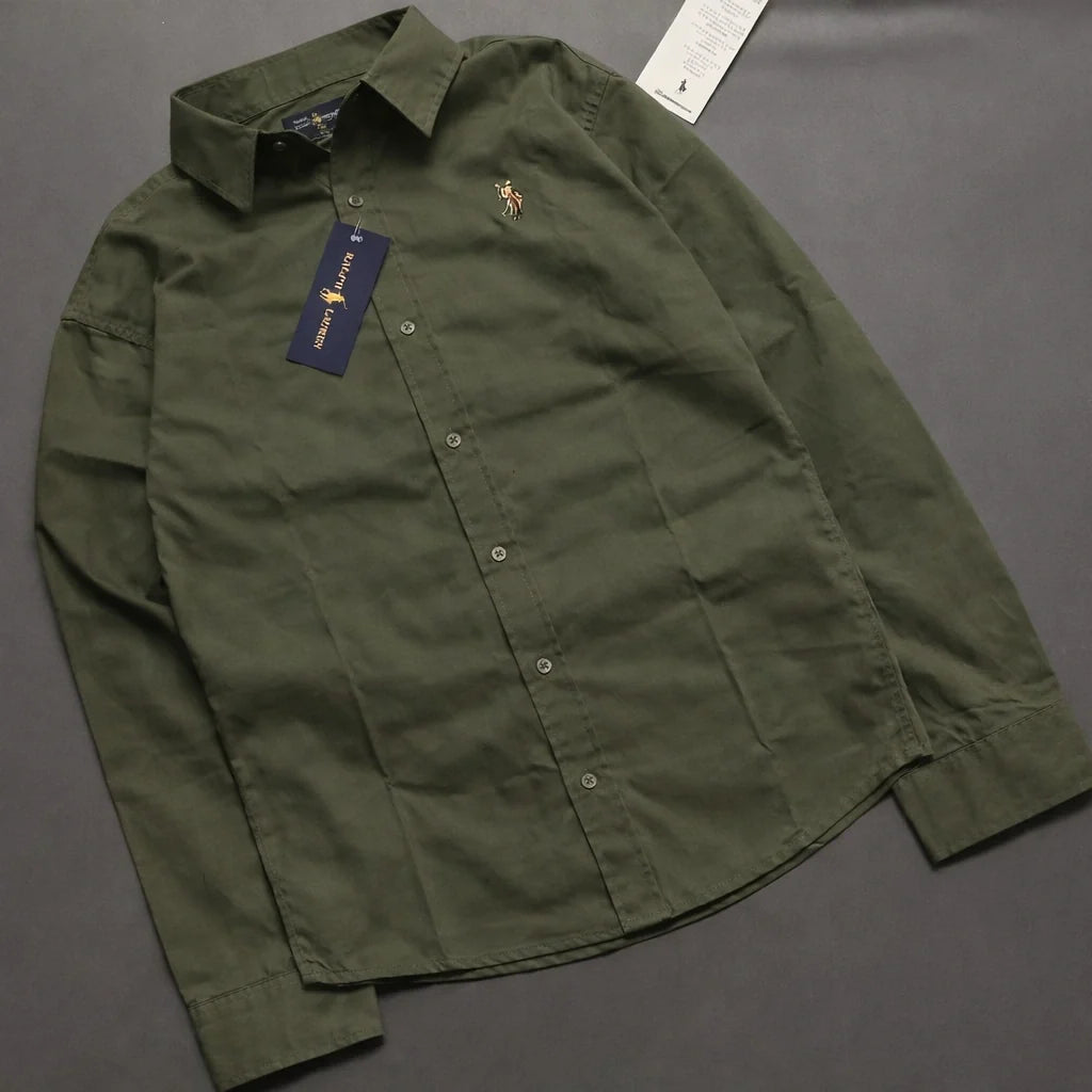 Premium Pure Cotton Full Sleeve Plain Shirt – Button Down Collar