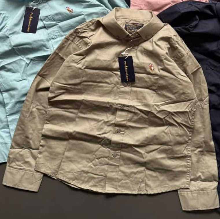 Premium Pure Cotton Full Sleeve Plain Shirt – Button Down Collar