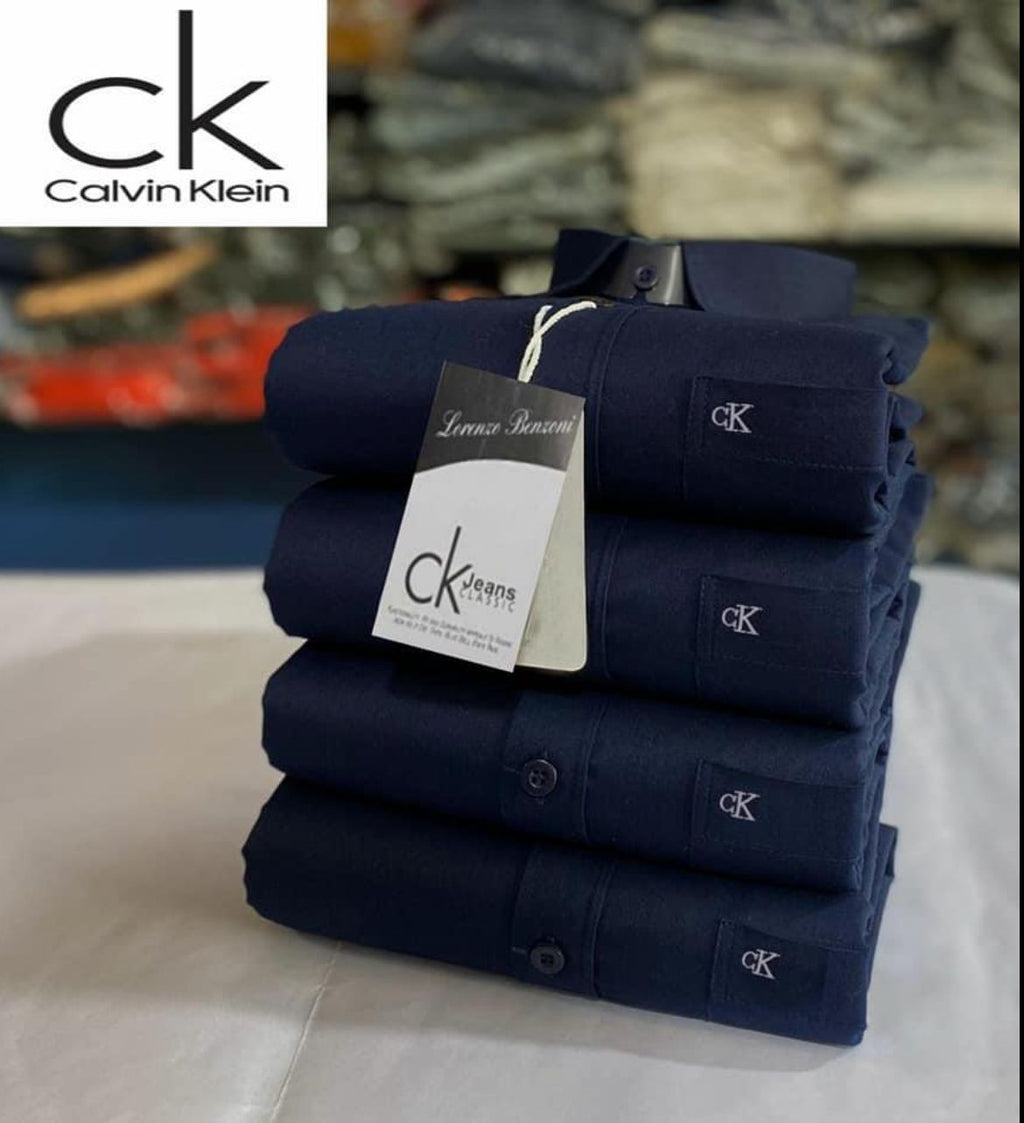 Regular Fit Full Sleeves Plain Shirt with Embroidered Logo CK – Premium Cotton Shirt - 1 Pc & Combo-4