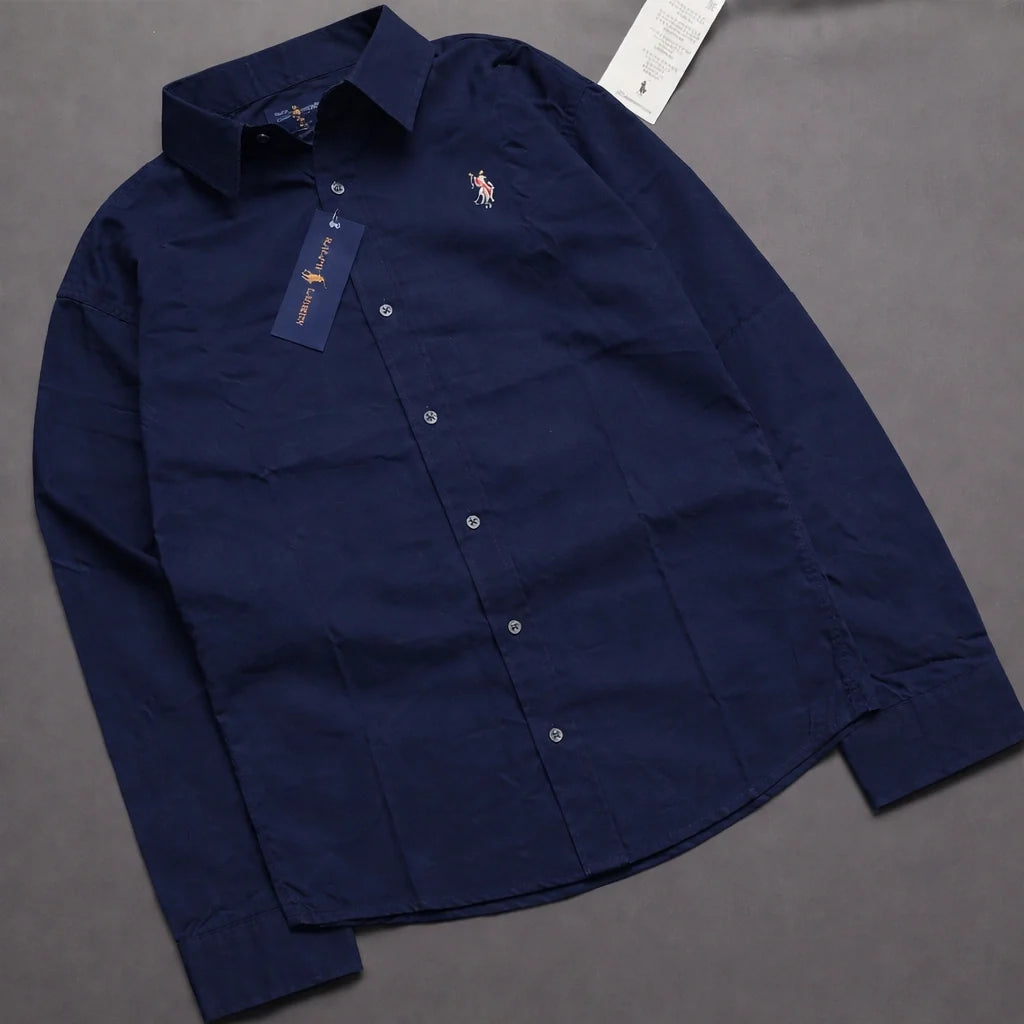 Premium Pure Cotton Full Sleeve Plain Shirt – Button Down Collar