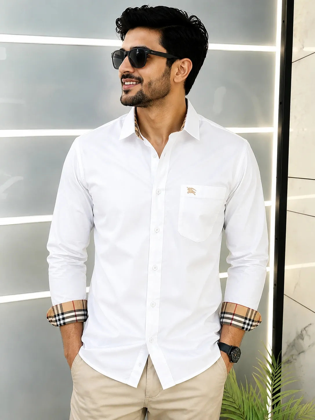 Inspired By Burberry Party Wear Cotton Formal Wear Shirt.