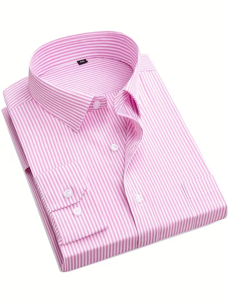 Men Full Sleeve Pink Striped Casual Shirt (SKU-039)