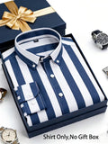 Men Full Sleeve White Blue Striped Casual Shirt (SKU-037)
