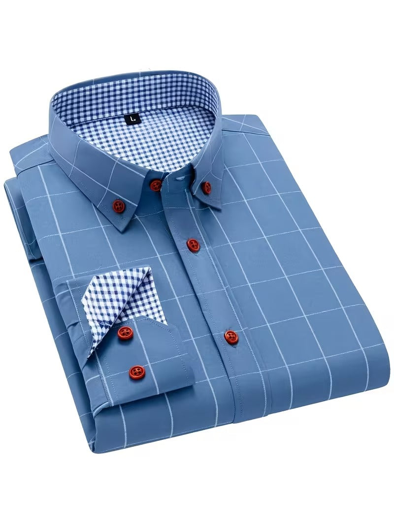 Men Full Sleeve Blue Casual Shirt (SKU-019)
