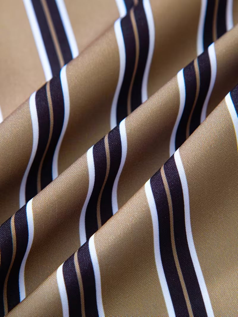 Men Full Sleeve Brown Striped Casual Shirt (SKU-038)