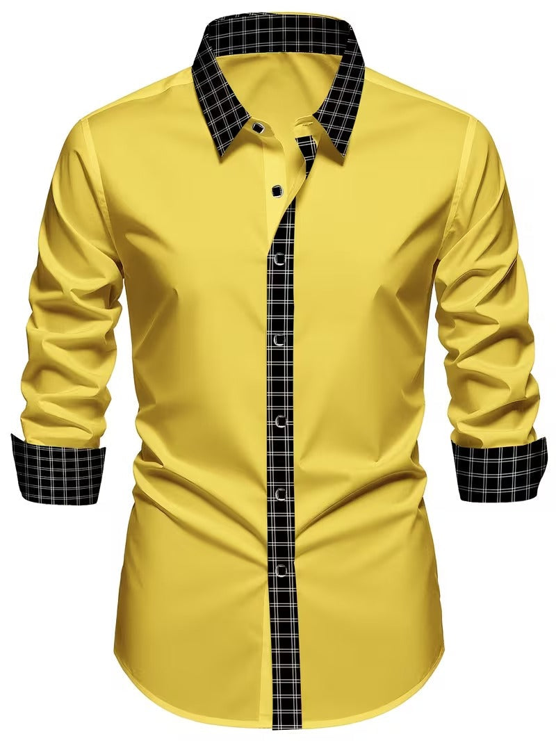 Men Full Sleeve Yellow Casual Shirt (SKU-006)