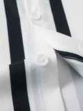 Men Full Sleeve White Black Striped Casual Shirt (SKU-036)