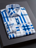 Men Full Sleeve White and Blue Line Casual Shirt (SKU-023)