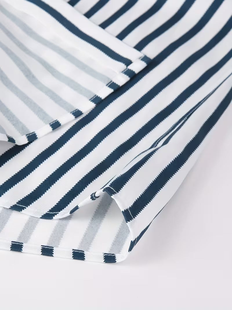 Men Full Sleeve White Blue Striped Casual Shirt (SKU-034)