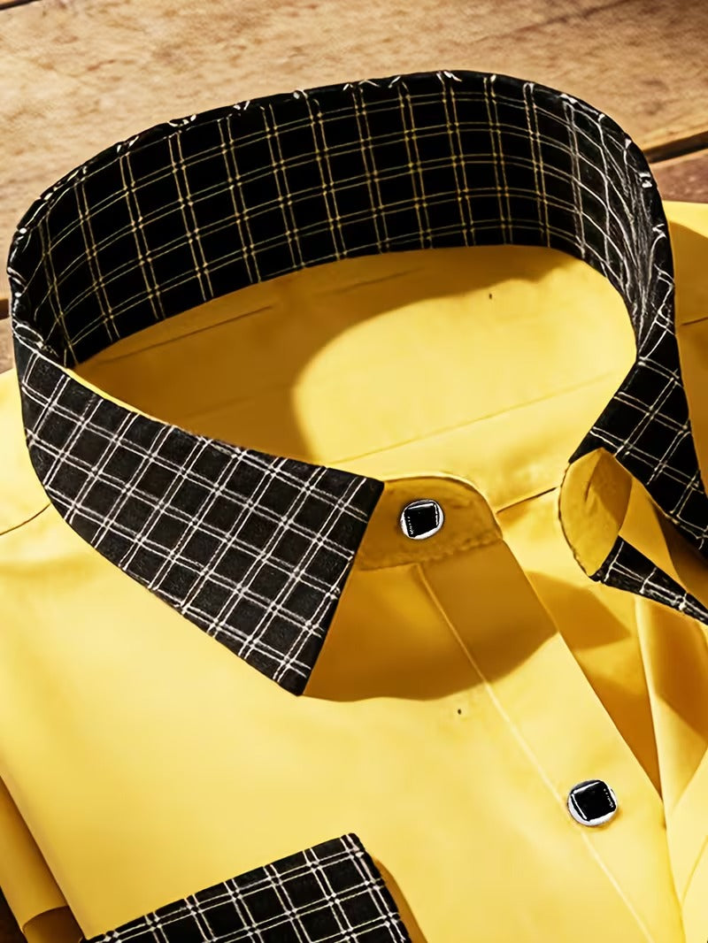 Men Full Sleeve Yellow Casual Shirt (SKU-006)