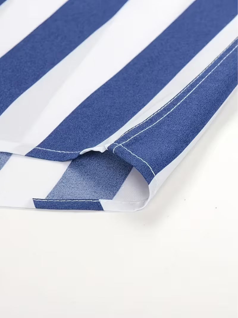 Men Full Sleeve White Blue Striped Casual Shirt (SKU-037)