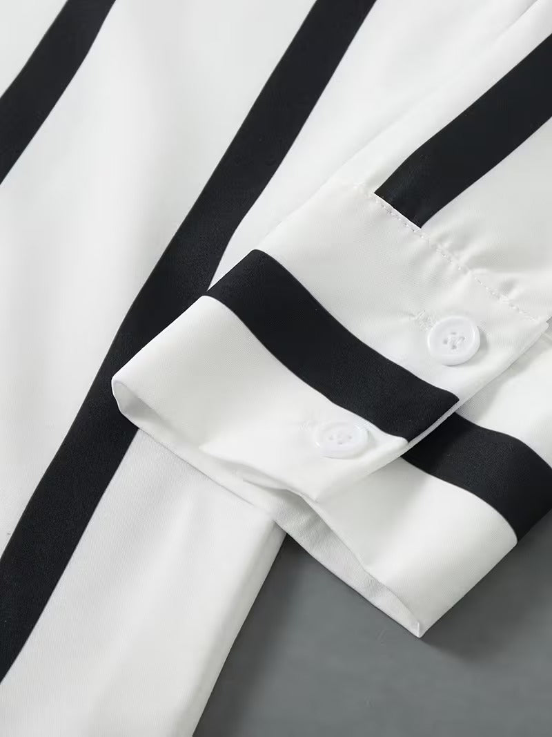 Men Full Sleeve White Black Striped Casual Shirt (SKU-036)