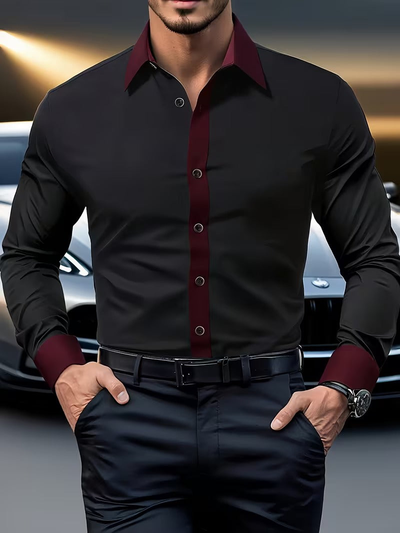 Men Full Sleeve Red and Black Casual Shirt (SKU-020)