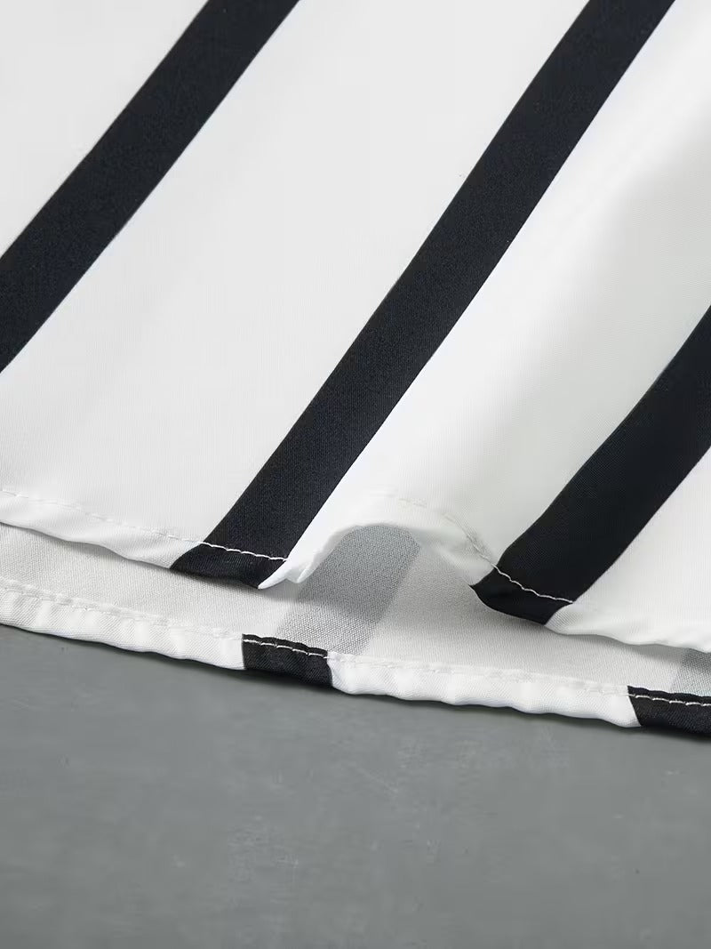 Men Full Sleeve White Black Striped Casual Shirt (SKU-036)