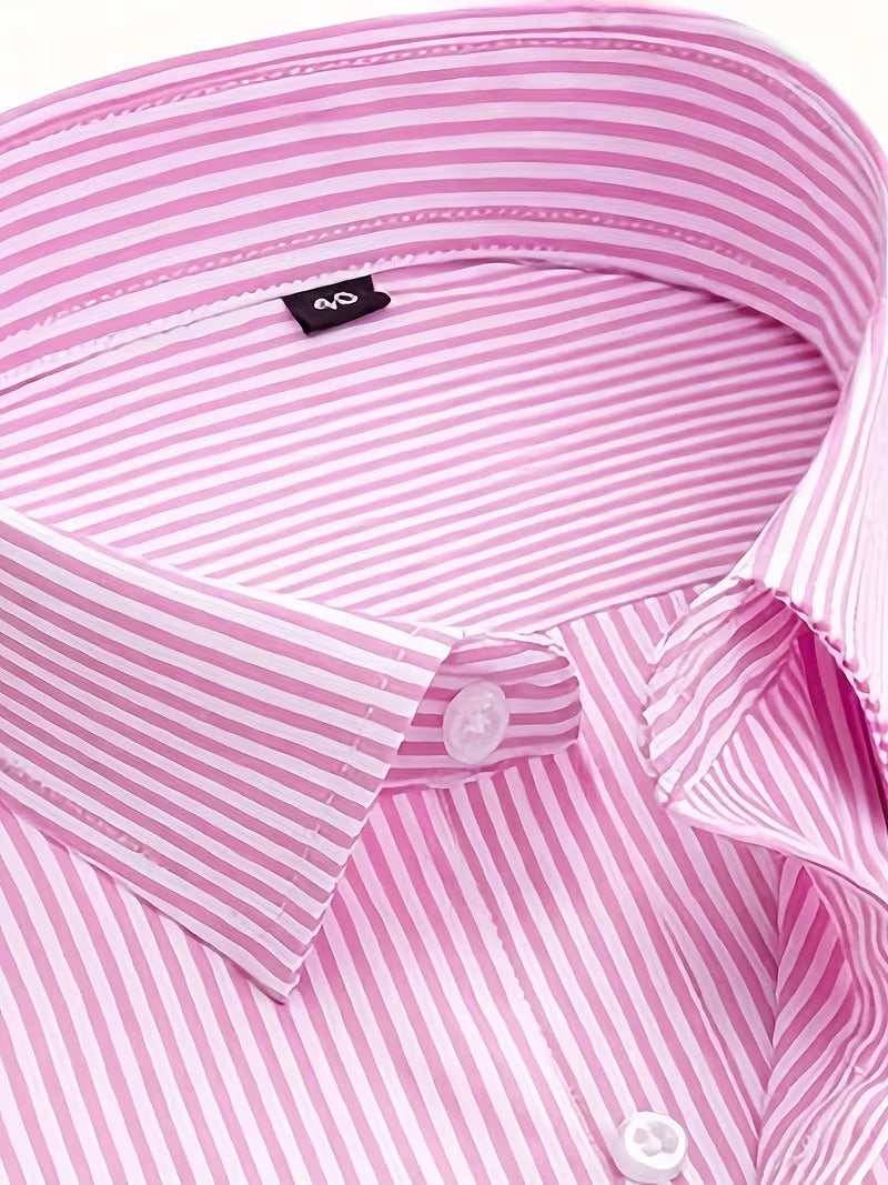 Men Full Sleeve Pink Striped Casual Shirt (SKU-039)
