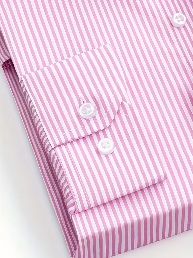 Men Full Sleeve Pink Striped Casual Shirt (SKU-039)