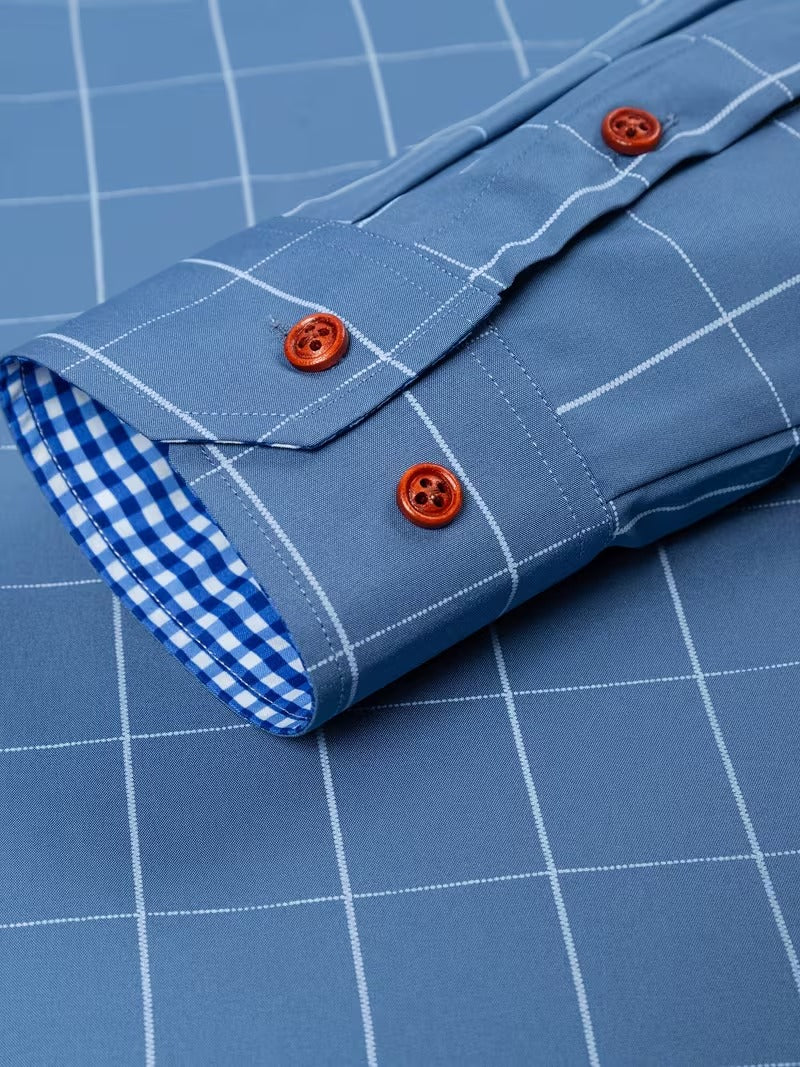 Men Full Sleeve Blue Casual Shirt (SKU-019)