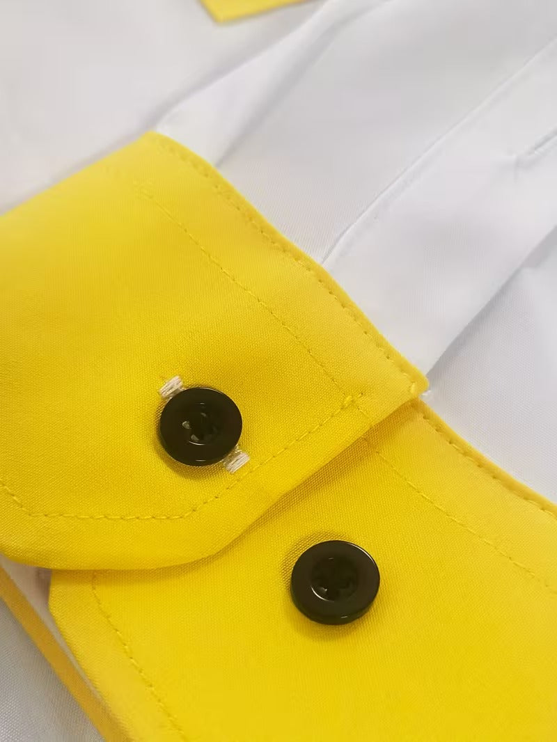Men Full Sleeve Yellow and White Casual Shirt (SKU-015)