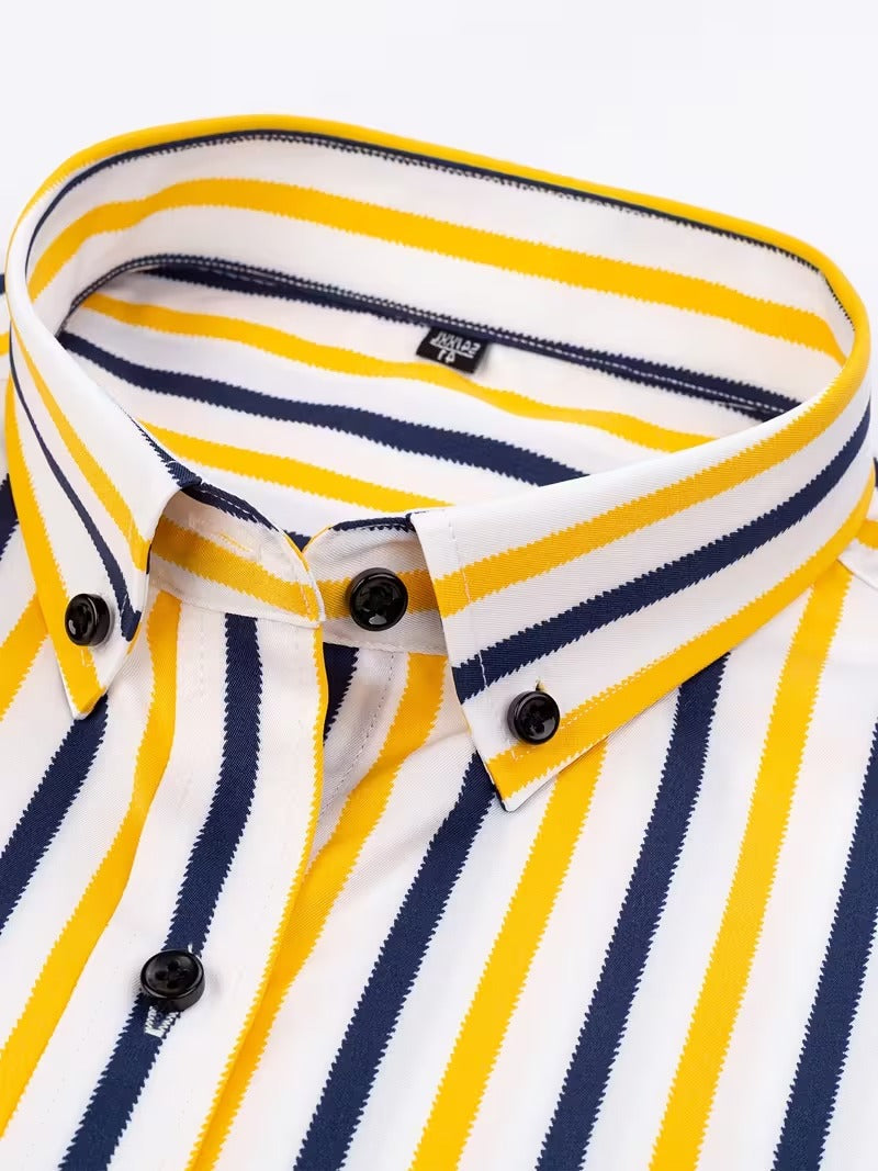 Men Full Sleeve Blue and Yellow Casual Shirt (SKU-005)