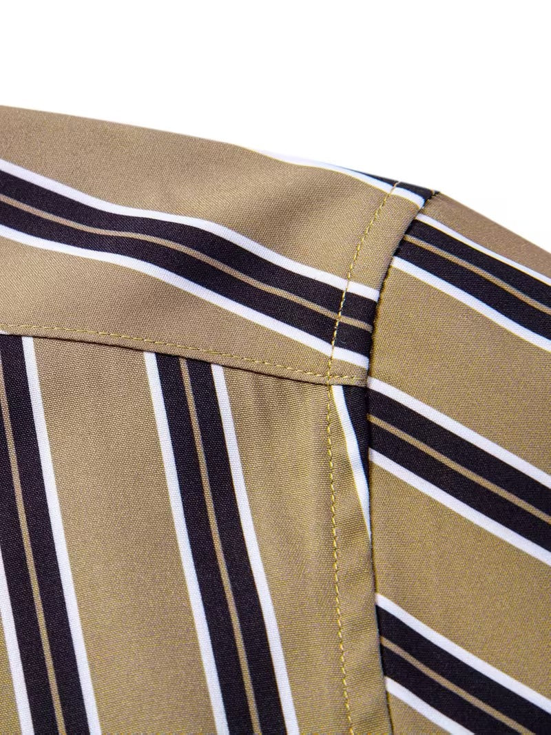 Men Full Sleeve Brown Striped Casual Shirt (SKU-038)