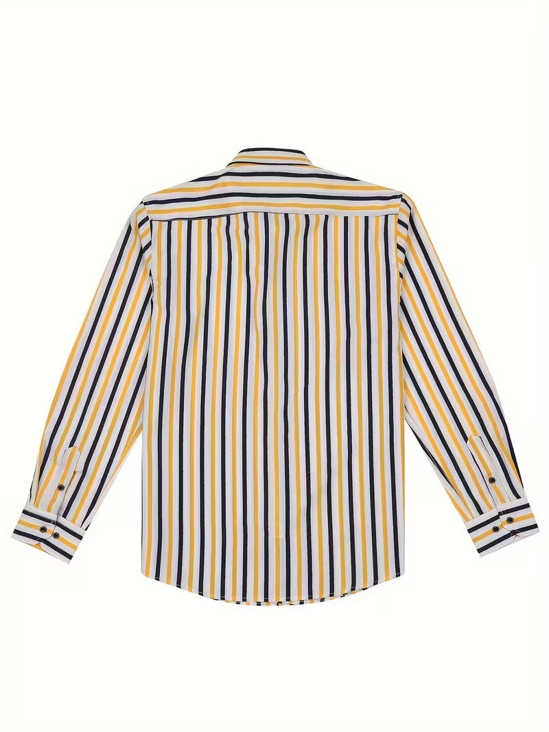 Men Full Sleeve Blue and Yellow Casual Shirt (SKU-005)