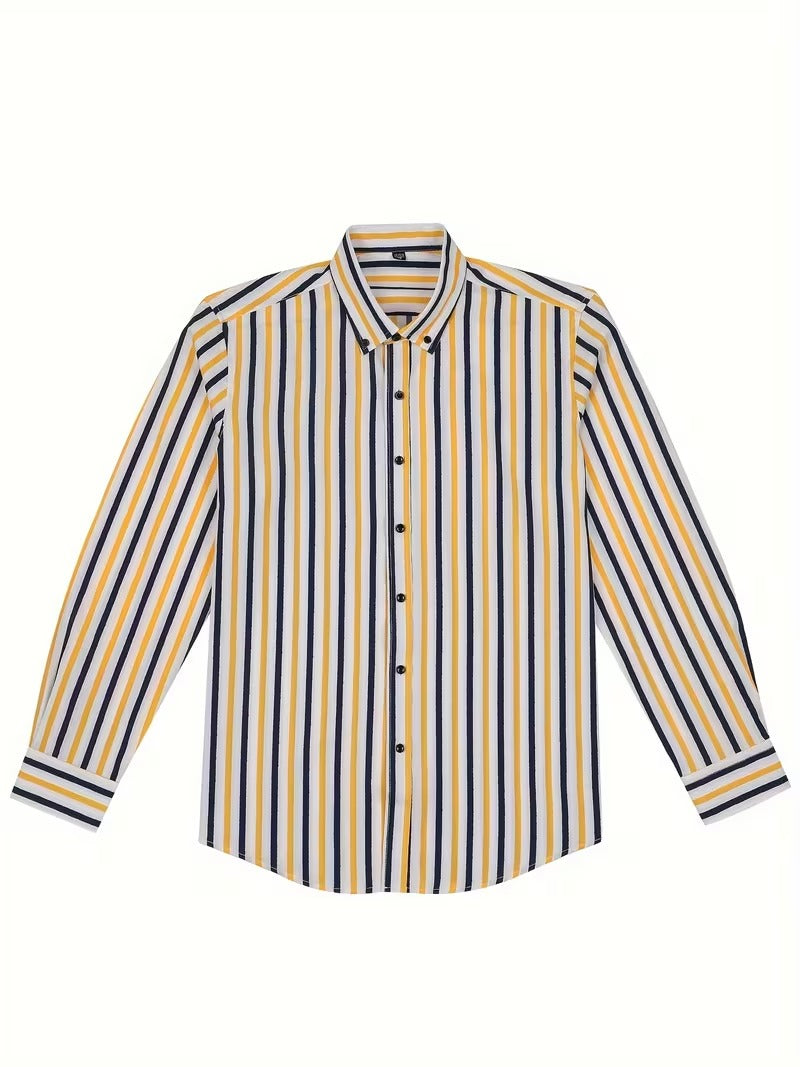 Men Full Sleeve Blue and Yellow Casual Shirt (SKU-005)
