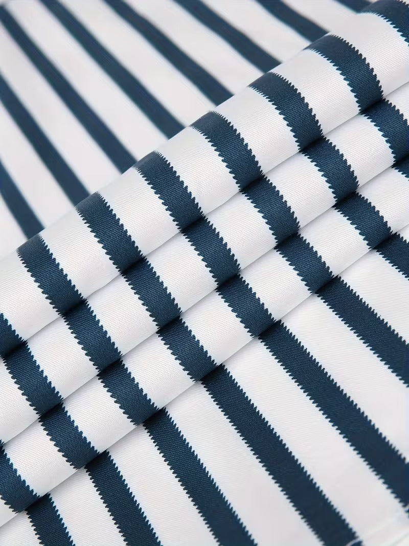 Men Full Sleeve White Blue Striped Casual Shirt (SKU-034)