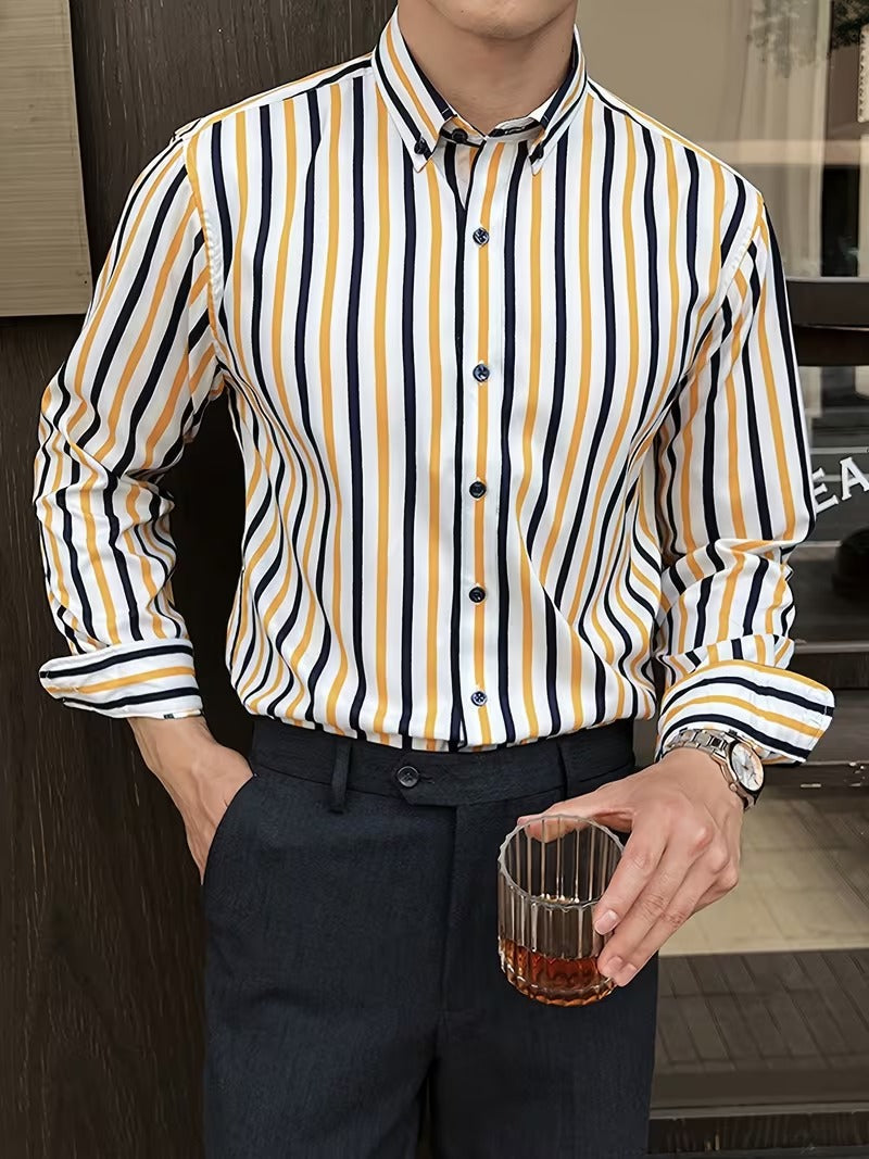 Men Full Sleeve Blue and Yellow Casual Shirt (SKU-005)
