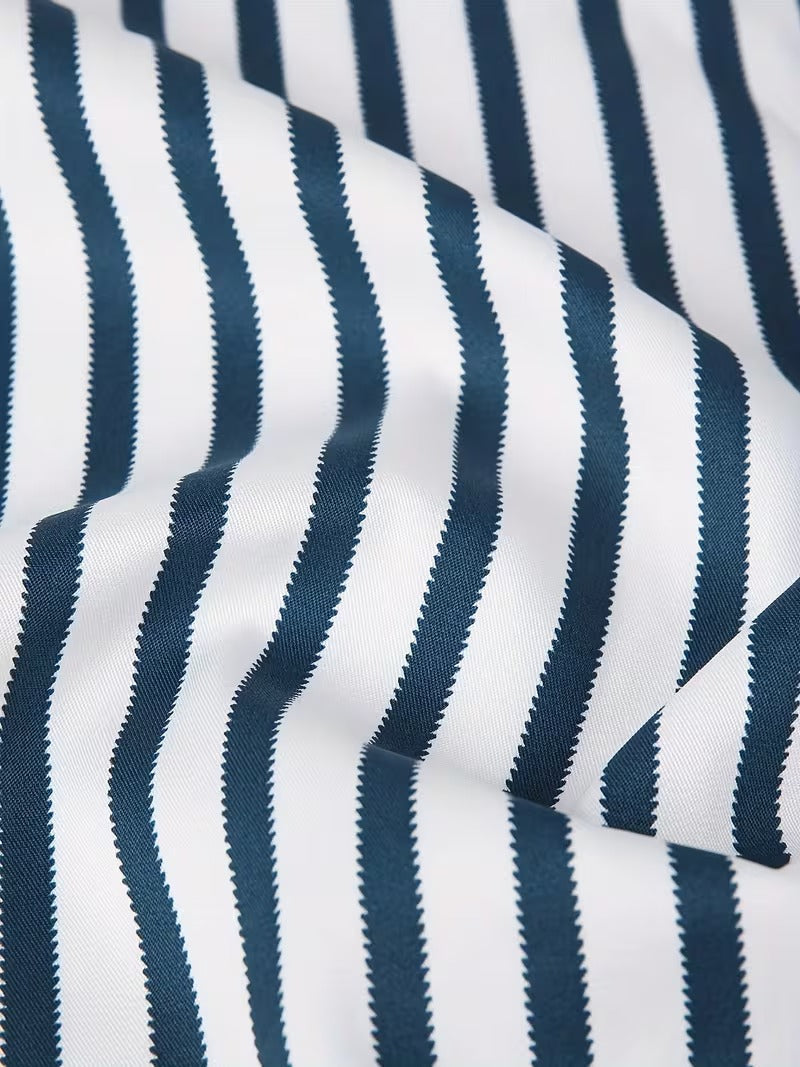 Men Full Sleeve White Blue Striped Casual Shirt (SKU-034)