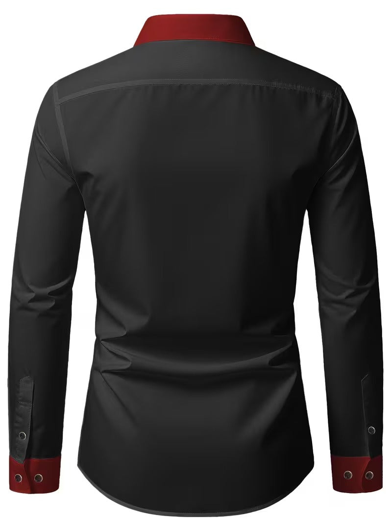 Men Full Sleeve Red and Black Casual Shirt (SKU-020)