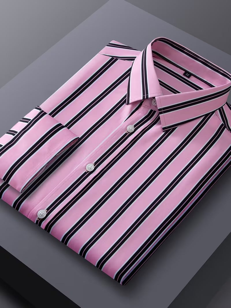 Men Full Sleeve Pink and Black Line Casual Shirt (SKU-017)