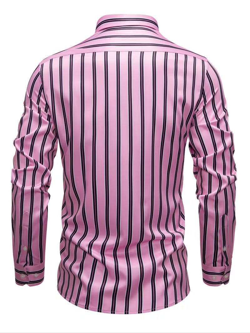 Men Full Sleeve Pink and Black Line Casual Shirt (SKU-017)