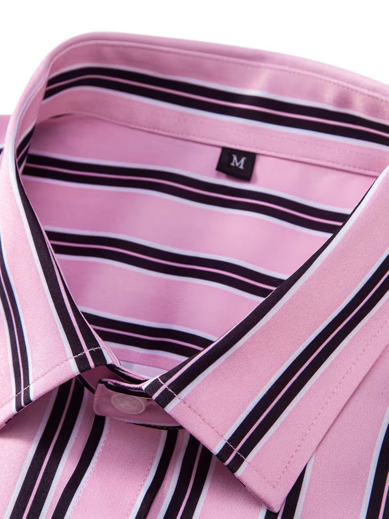 Men Full Sleeve Pink and Black Line Casual Shirt (SKU-017)