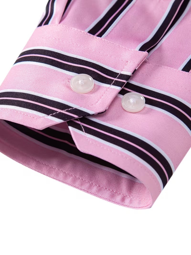 Men Full Sleeve Pink and Black Line Casual Shirt (SKU-017)