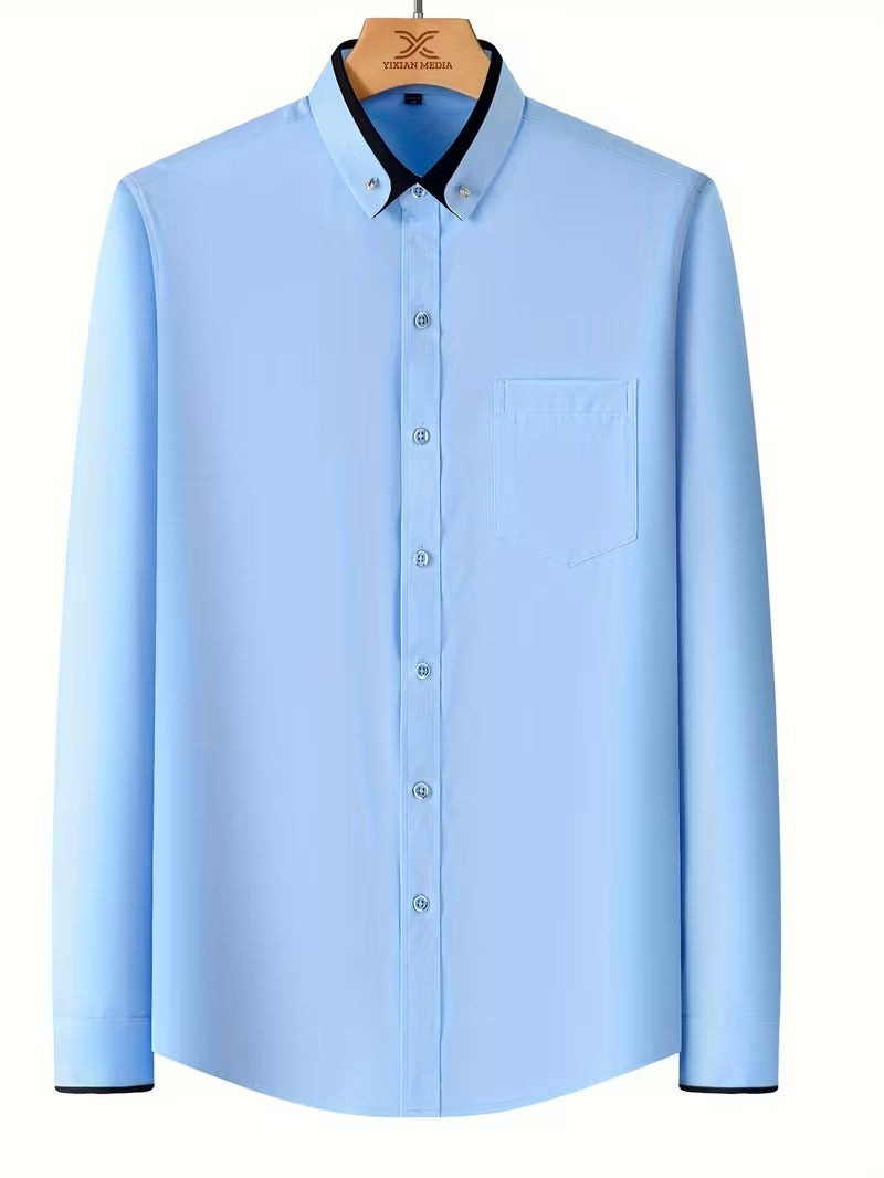 Men Full Sleeve Blue Casual Shirt (SKU-002)