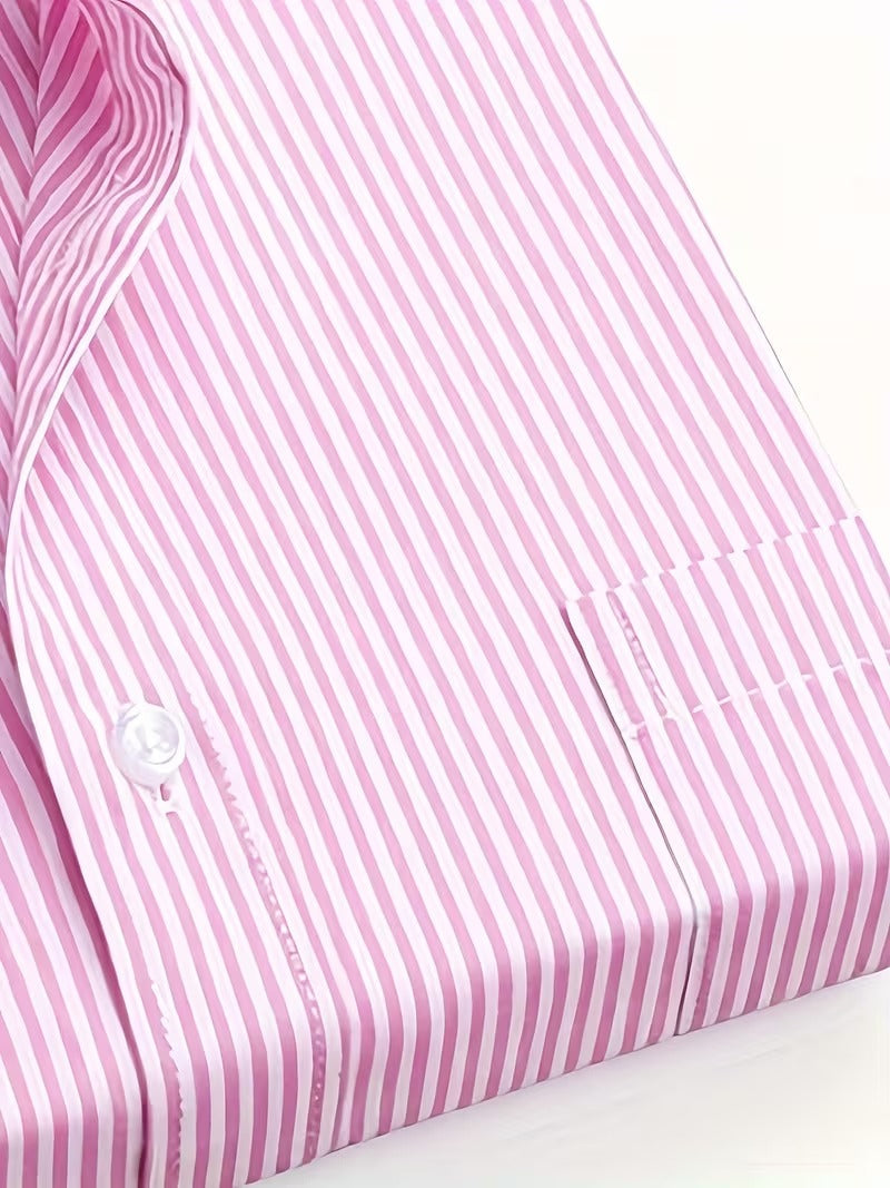 Men Full Sleeve Pink Striped Casual Shirt (SKU-039)